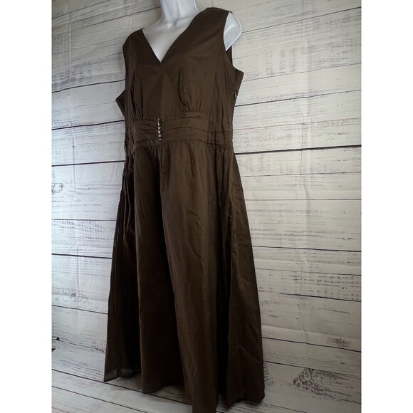 Vintage J Jill Maxi Dress Women 16T Cotton Brown Sleeveless Handmaid Peasant - Picture 4 of 16
